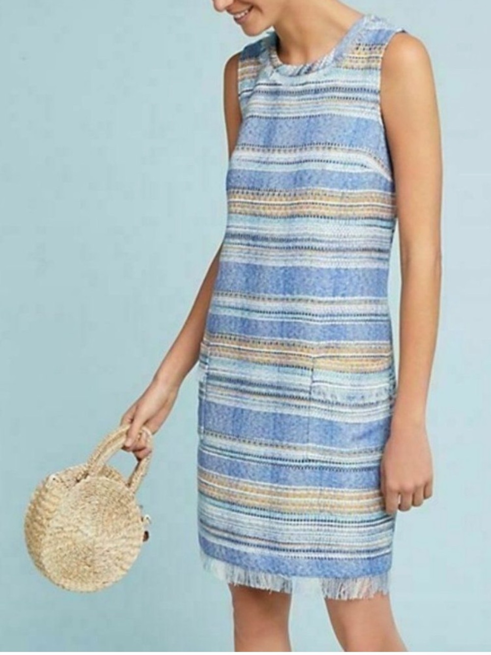 NWOT Anthropologie AKEMI + KIN Tweed Fringe Shift Dress 14
